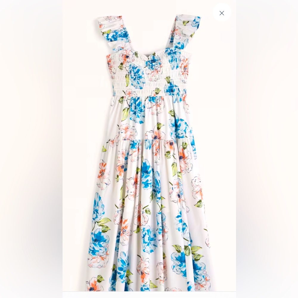 Ruffle Strap Smocked Midi Dress